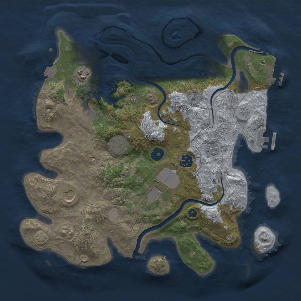 Rust Map: Procedural Map, Size: 3500, Seed: 103628996, 15 Monuments