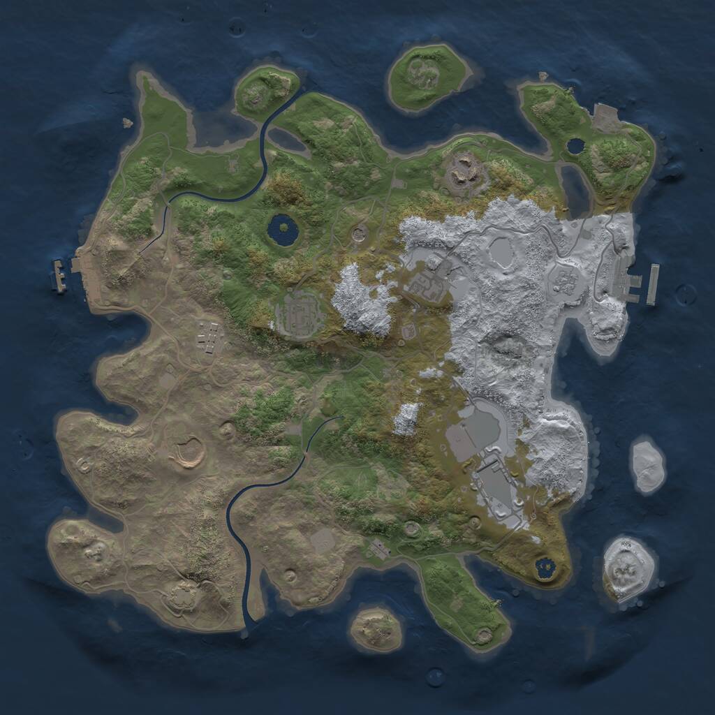 Rust Map: Procedural Map, Size: 3500, Seed: 103628996, 12 Monuments