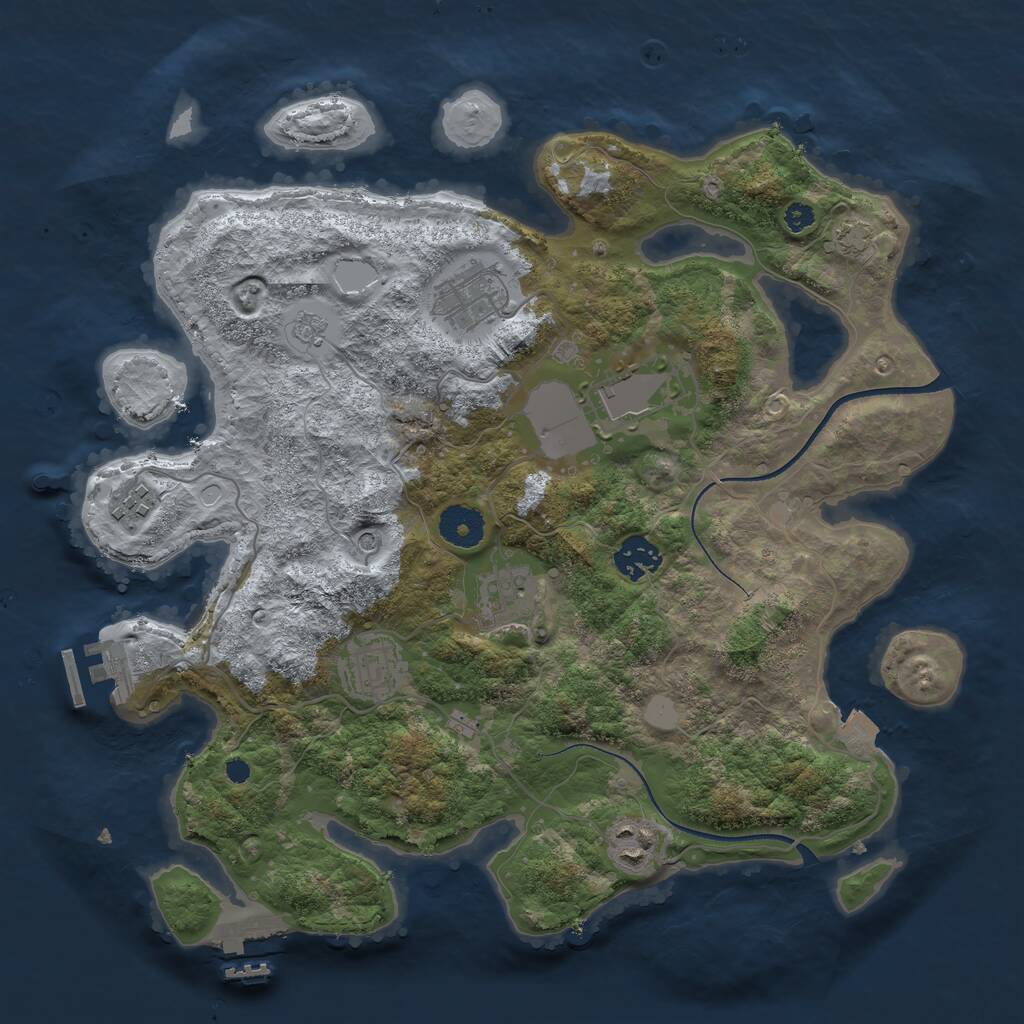 Rust Map: Procedural Map, Size: 3500, Seed: 1021141949, 13 Monuments