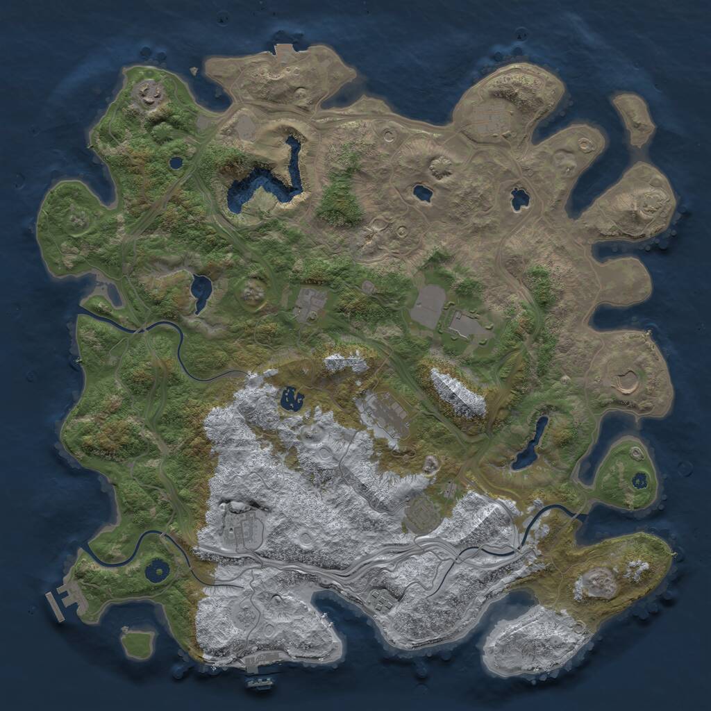 Rust Map: Procedural Map, Size: 4500, Seed: 1016343224, 16 Monuments