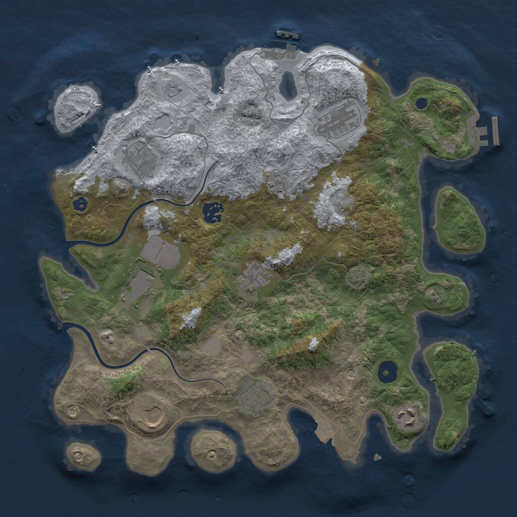 Rust Map: Procedural Map, Size: 3600, Seed: 1747148418, 17 Monuments