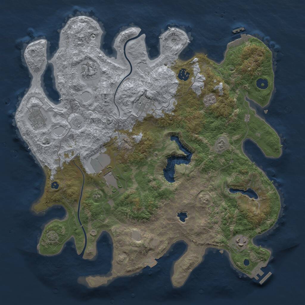 Rust Map: Procedural Map, Size: 4000, Seed: 100882, 13 Monuments
