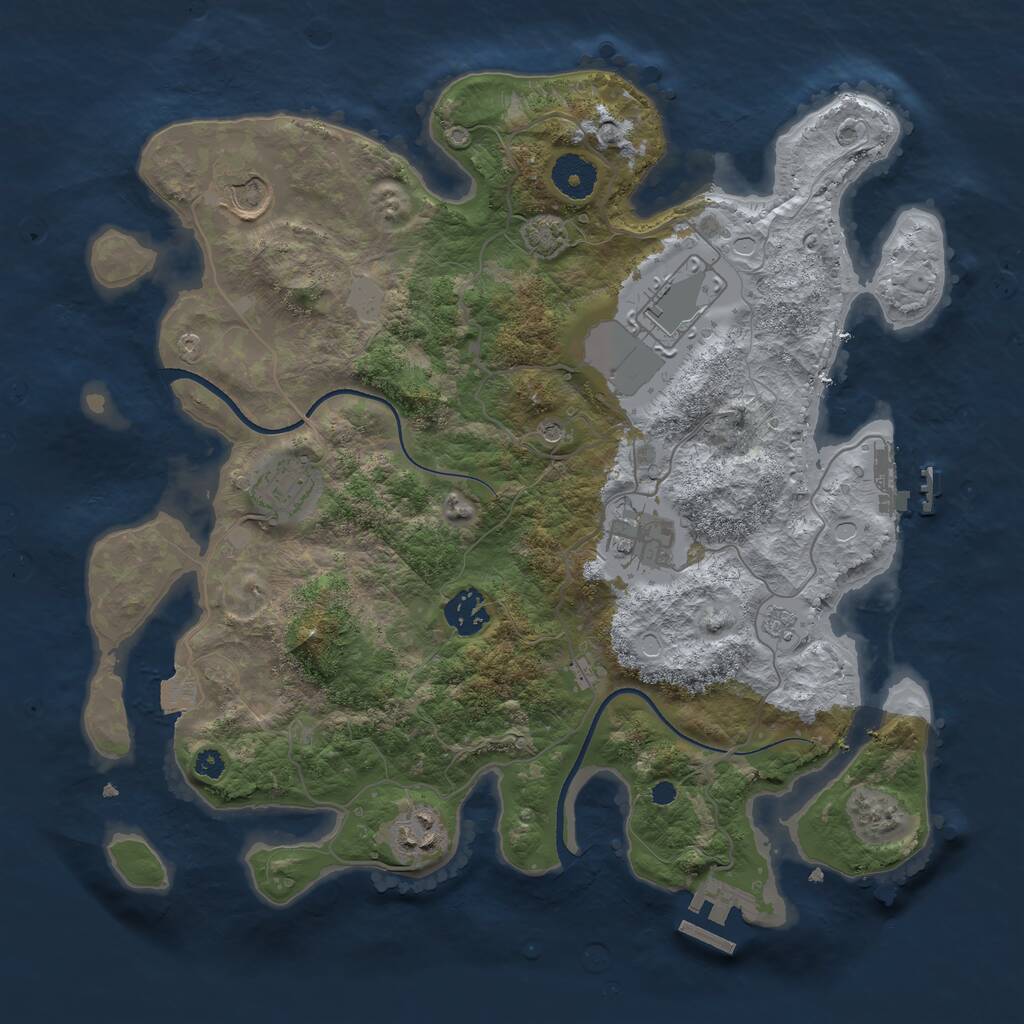 Rust Map: Procedural Map, Size: 3500, Seed: 1092206195, 12 Monuments