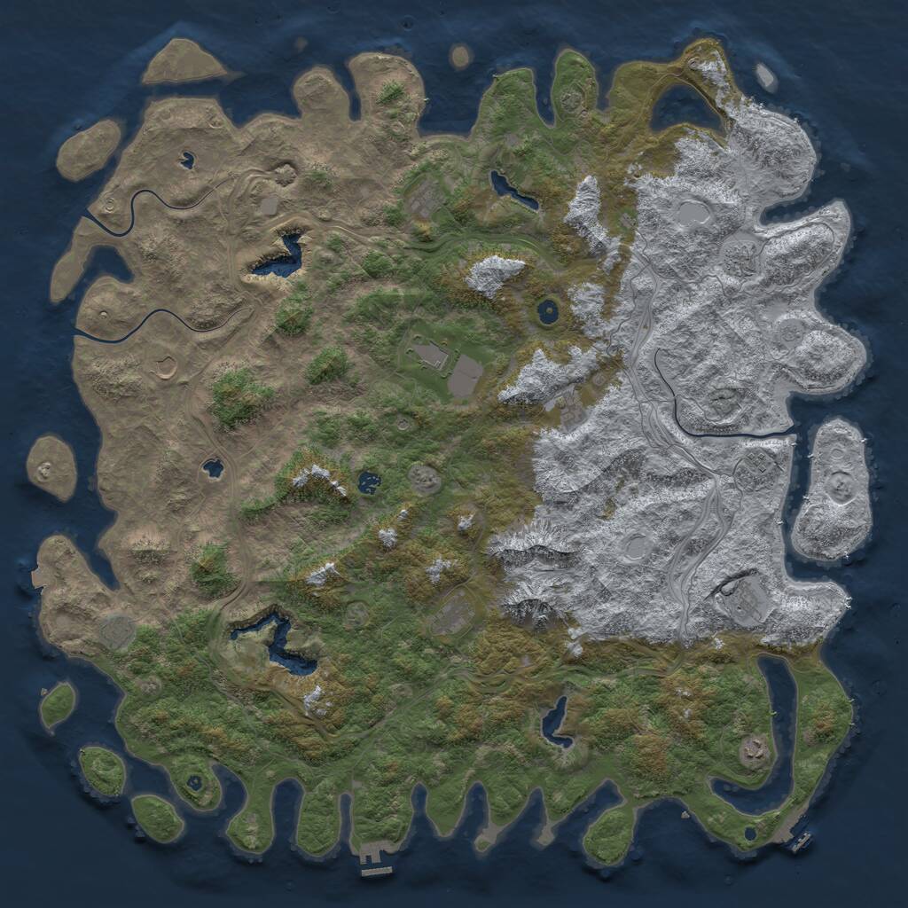 Rust Map: Procedural Map, Size: 6000, Seed: 735160354, 17 Monuments