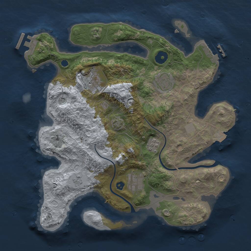 Rust Map: Procedural Map, Size: 3000, Seed: 1666, 10 Monuments