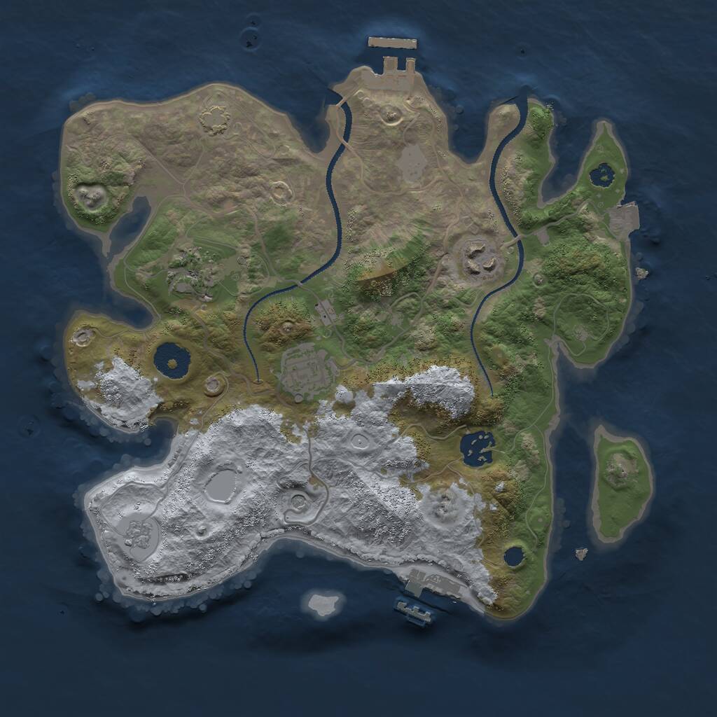 Rust Map: Procedural Map, Size: 3000, Seed: 334778, 10 Monuments