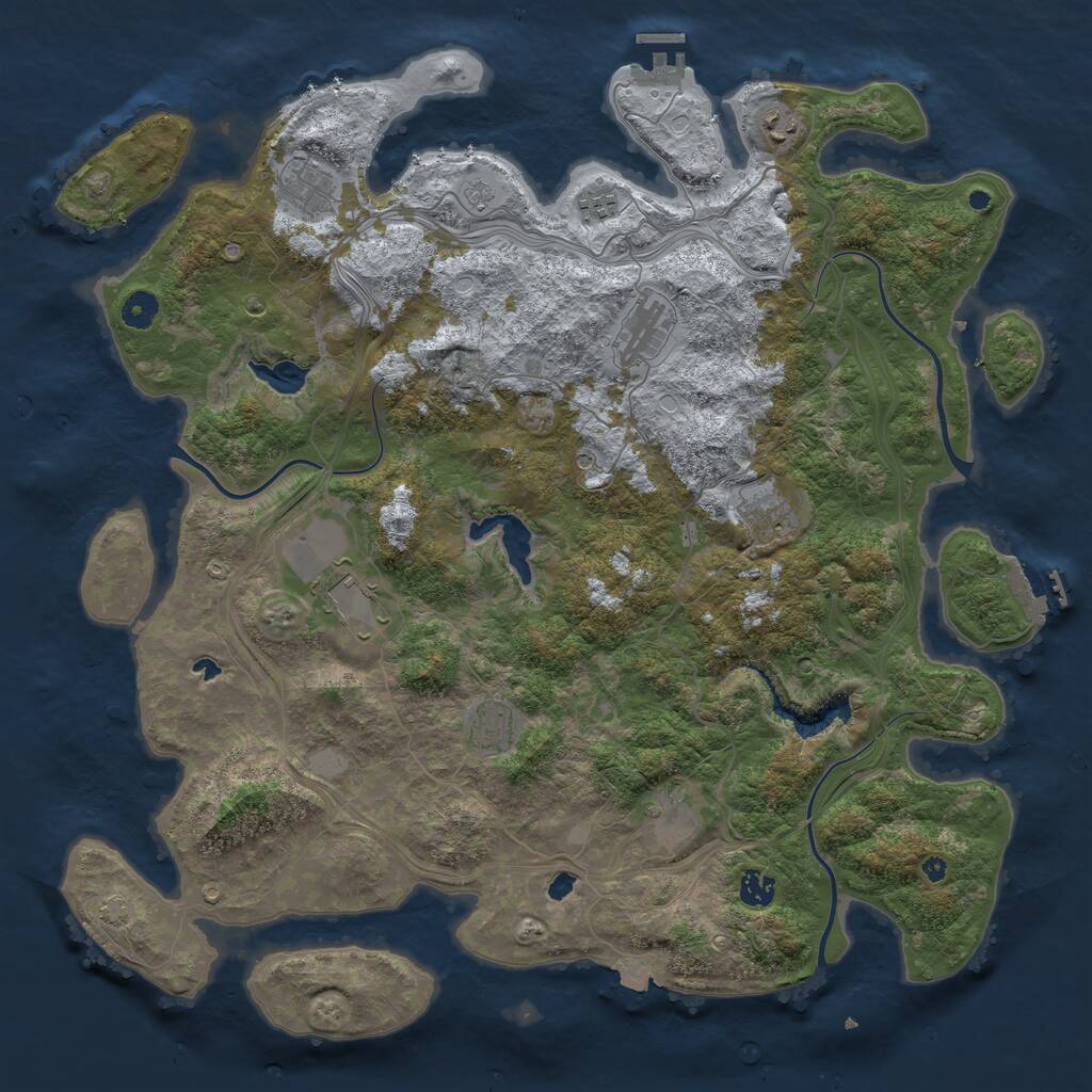 Rust Map: Procedural Map, Size: 4500, Seed: 1727775118, 15 Monuments