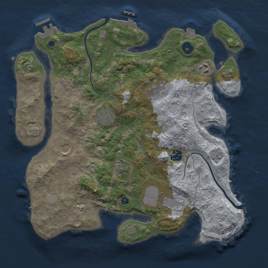 Rust Map: Procedural Map, Size: 3500, Seed: 131504114, 14 Monuments