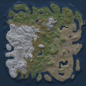 Thumbnail Rust Map: Procedural Map, Size: 5000, Seed: 21297664, 16 Monuments