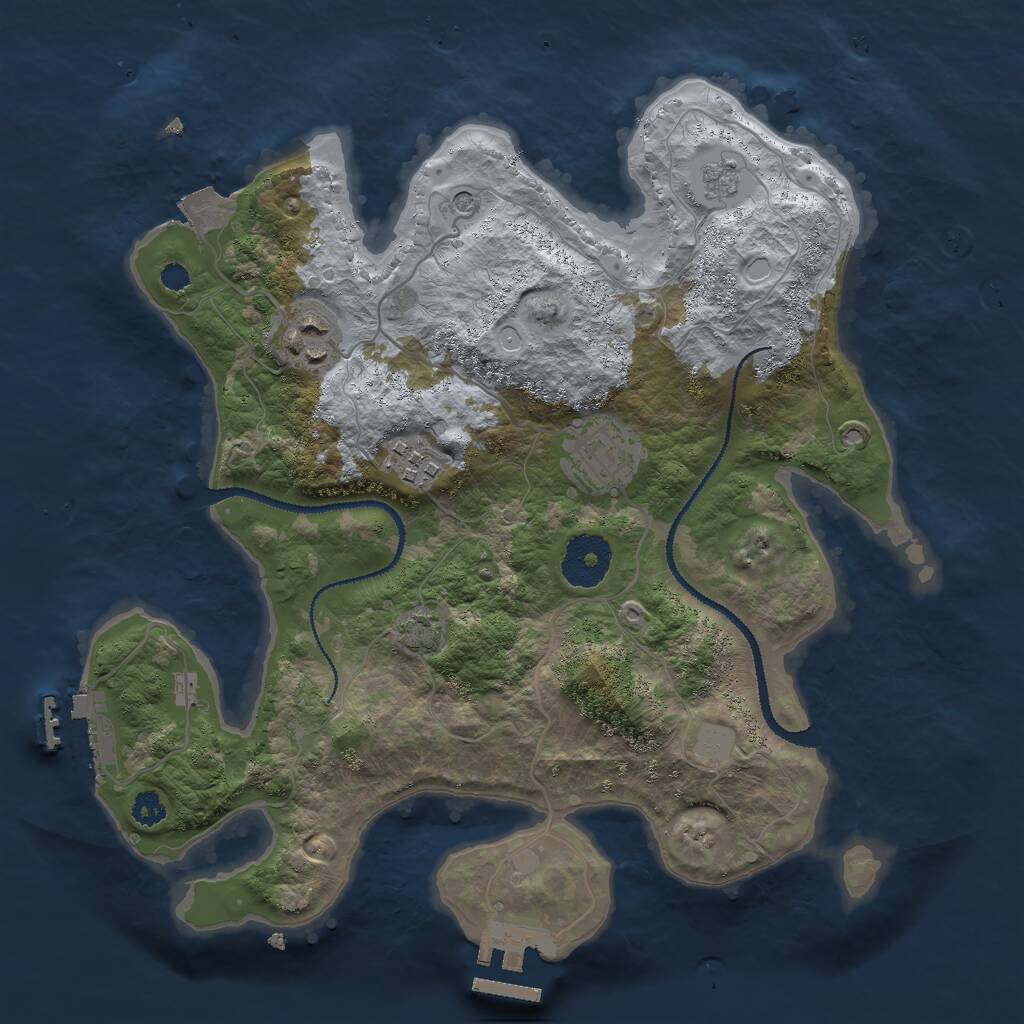 Rust Map: Procedural Map, Size: 3000, Seed: 235916, 9 Monuments