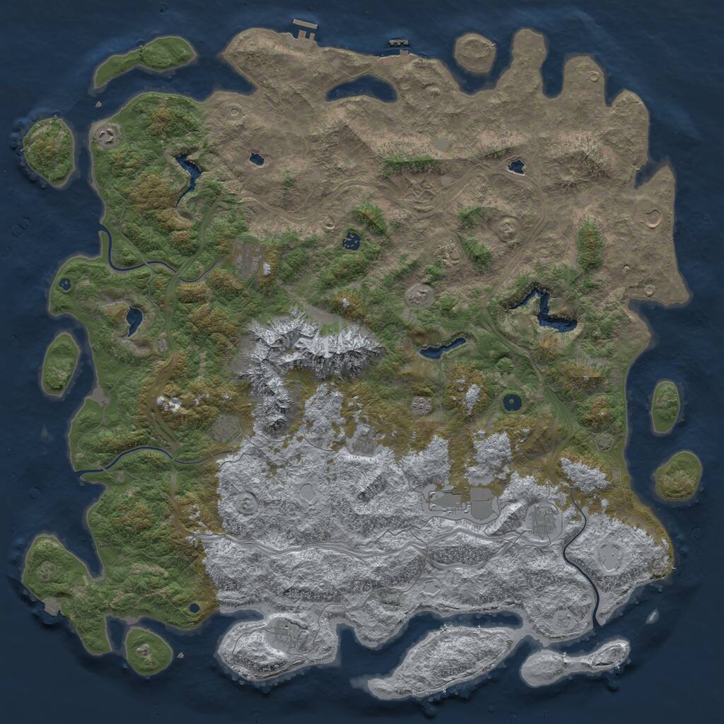 Rust Map: Procedural Map, Size: 6000, Seed: 982373654, 17 Monuments