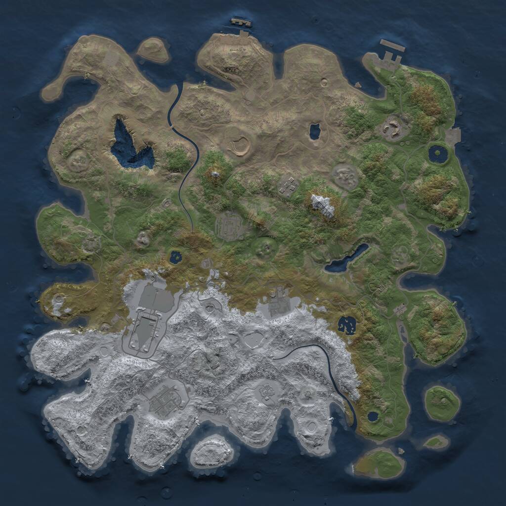 Rust Map: Procedural Map, Size: 4000, Seed: 47228, 14 Monuments