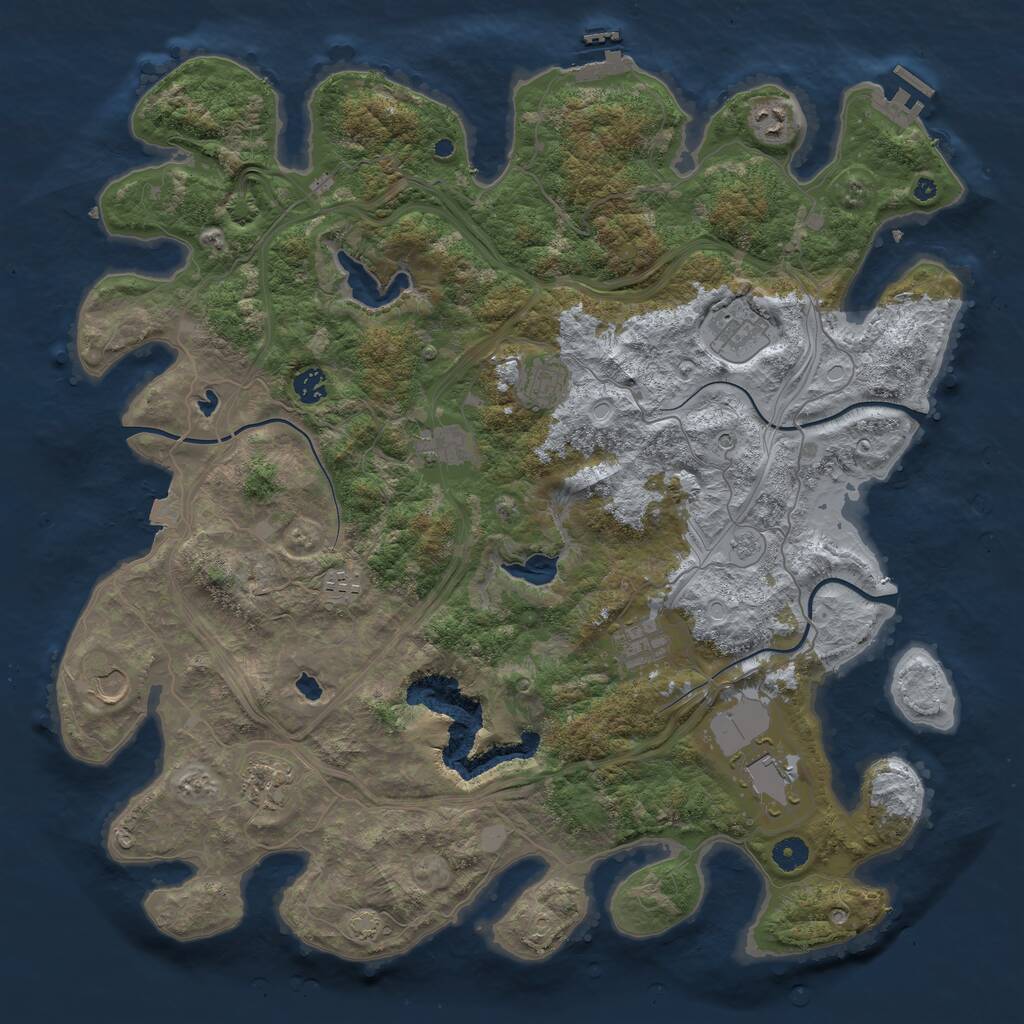 Rust Map: Procedural Map, Size: 4500, Seed: 853645228, 16 Monuments