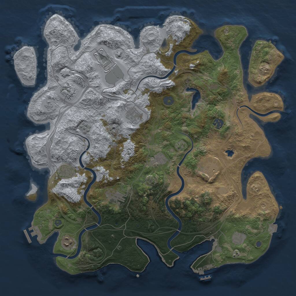 Rust Map: Procedural Map, Size: 4250, Seed: 1334593452, 18 Monuments