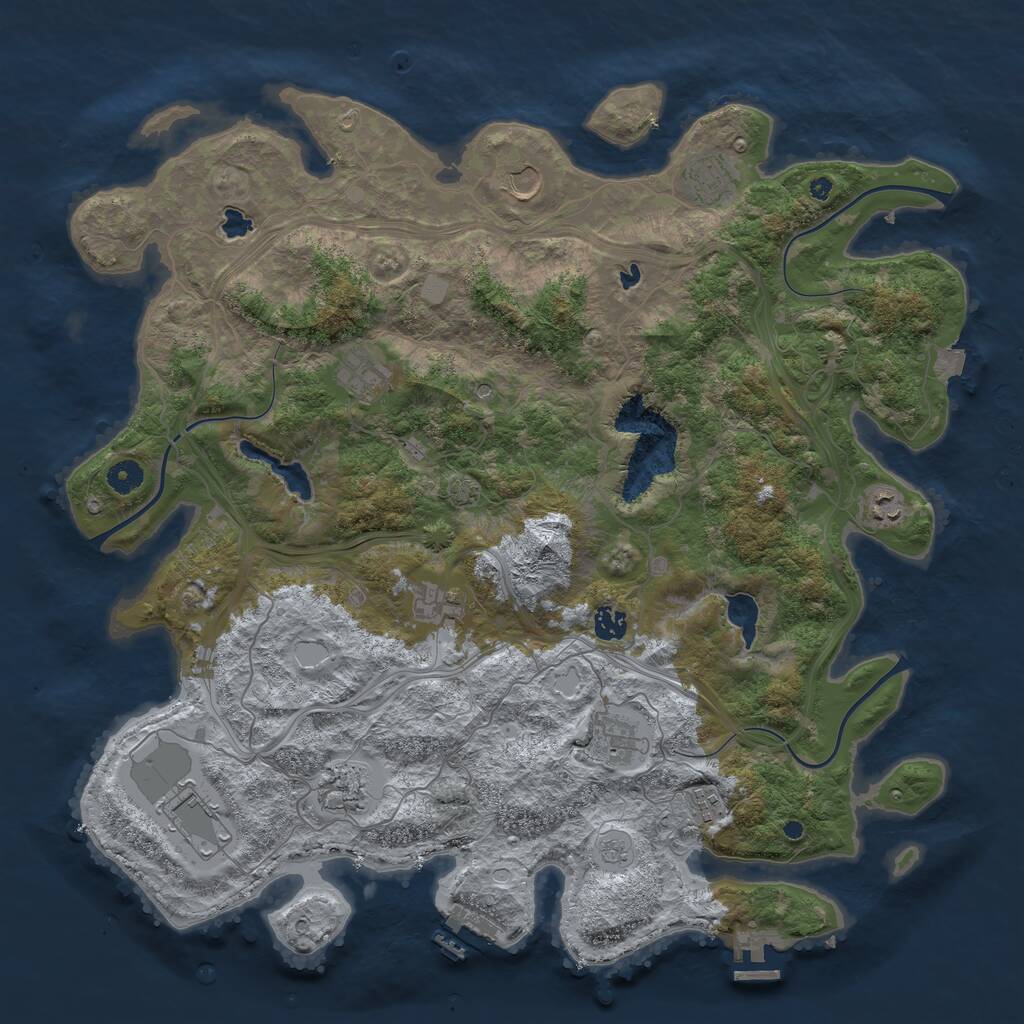 Rust Map: Procedural Map, Size: 4500, Seed: 823992547, 16 Monuments