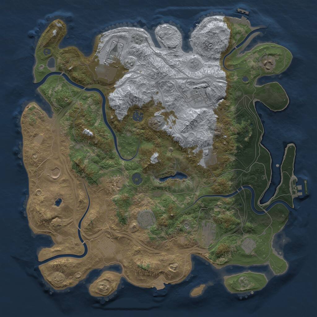 Rust Map: Procedural Map, Size: 4250, Seed: 280981427, 19 Monuments