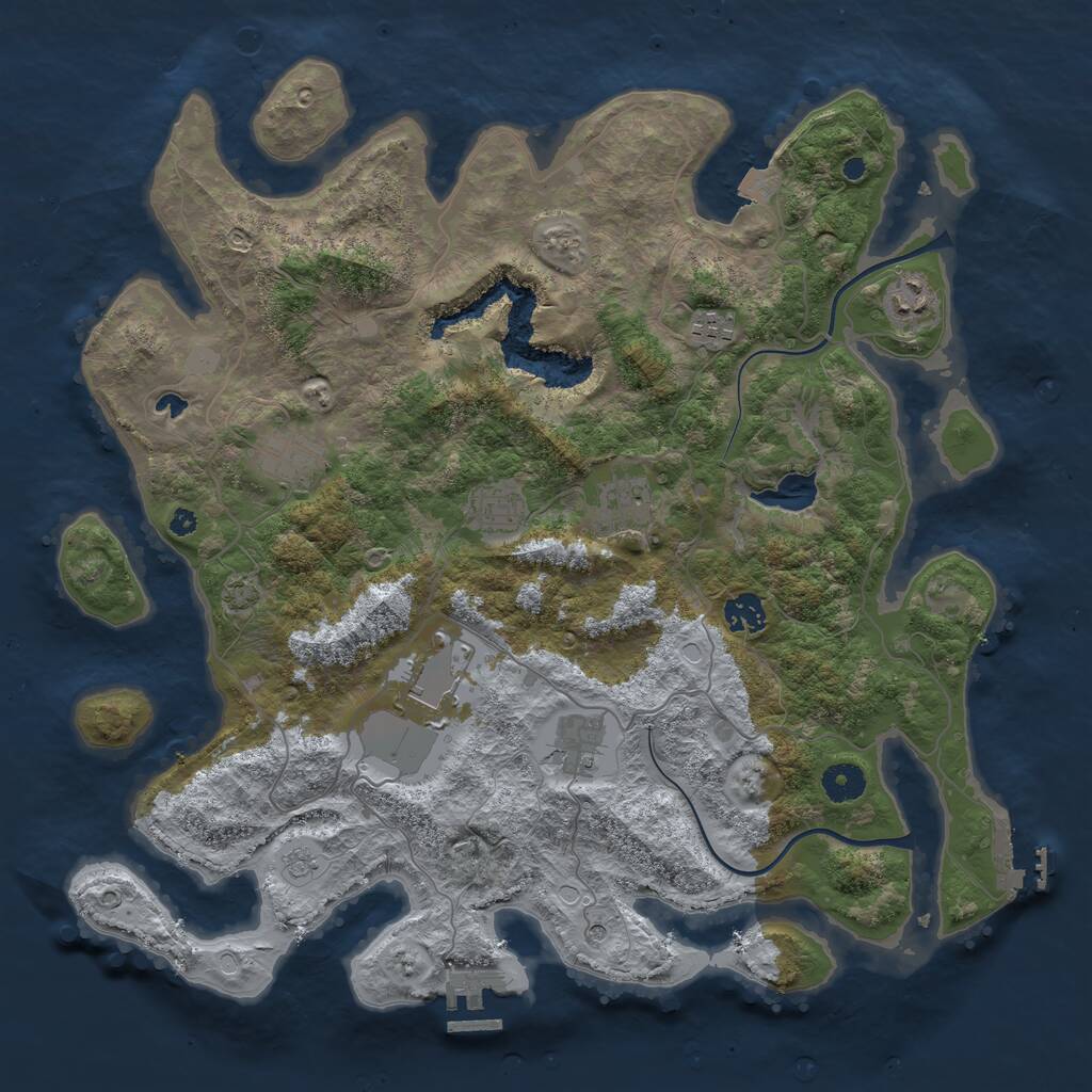 Rust Map: Procedural Map, Size: 4000, Seed: 2117447045, 16 Monuments