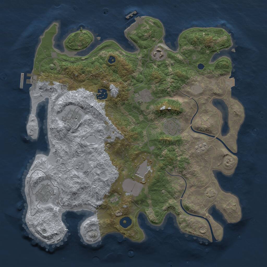 Rust Map: Procedural Map, Size: 3500, Seed: 1657958795, 14 Monuments