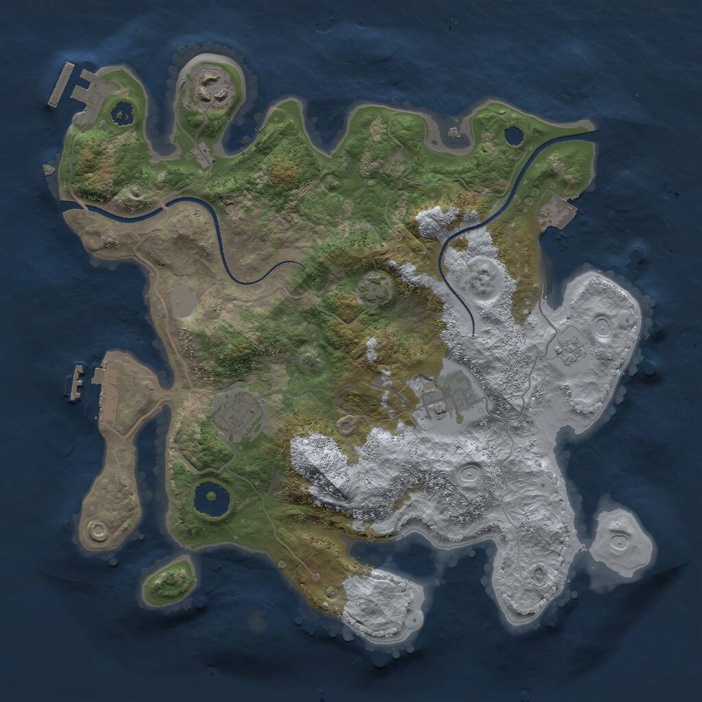 Rust Map: Procedural Map, Size: 3000, Seed: 32526, 8 Monuments