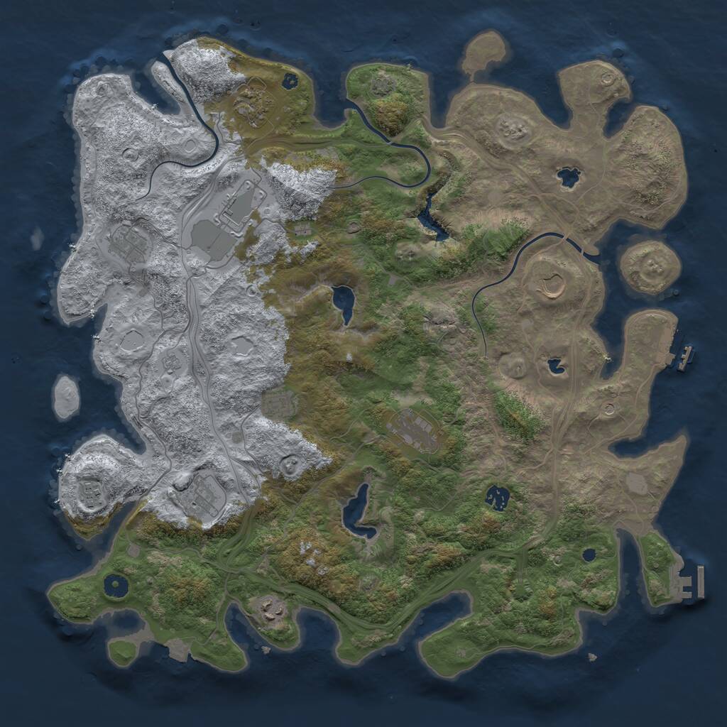 Rust Map: Procedural Map, Size: 4500, Seed: 831, 16 Monuments