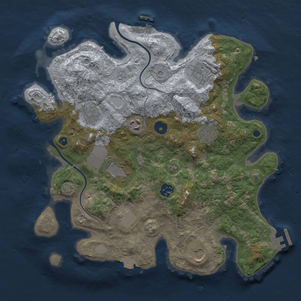 Rust Map: Procedural Map, Size: 3500, Seed: 33029158, 14 Monuments