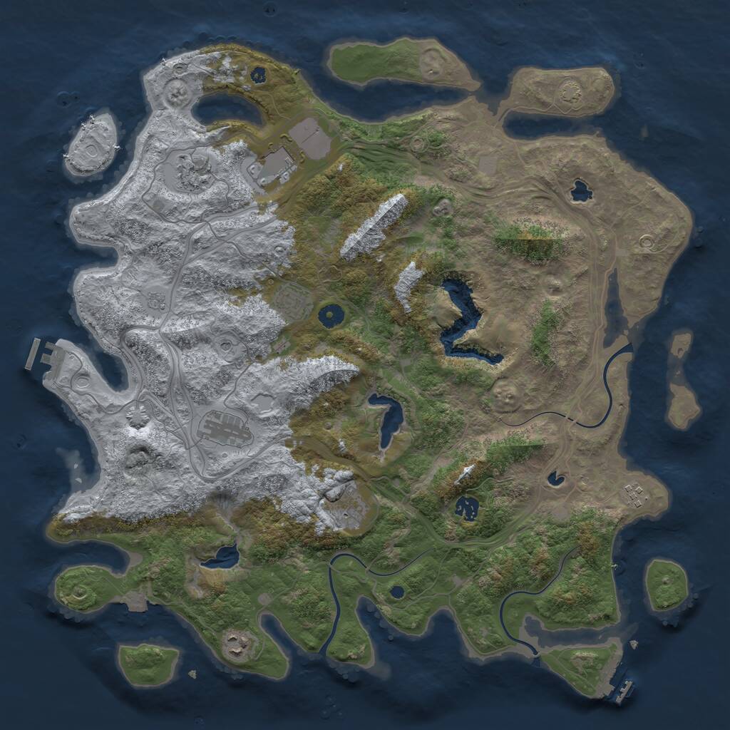 Rust Map: Procedural Map, Size: 4500, Seed: 2130014948, 14 Monuments