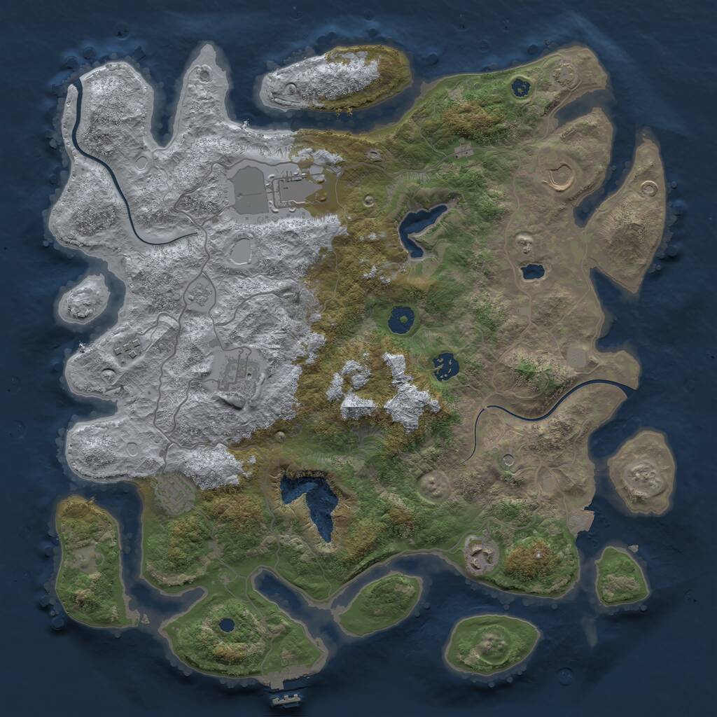 Rust Map: Procedural Map, Size: 4000, Seed: 733157927, 12 Monuments