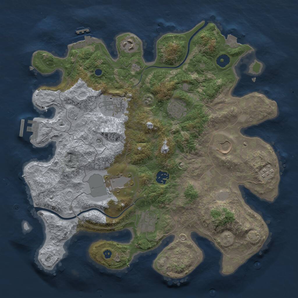 Rust Map: Procedural Map, Size: 3500, Seed: 1686200868, 14 Monuments