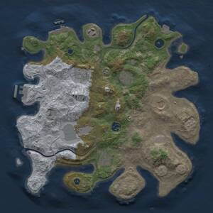 Thumbnail Rust Map: Procedural Map, Size: 3500, Seed: 1686200868, 14 Monuments