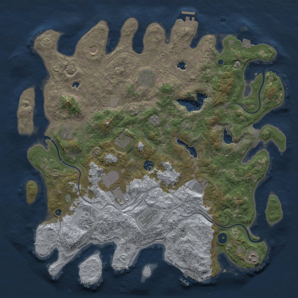 Rust Map: Procedural Map, Size: 4500, Seed: 1624484051, 17 Monuments