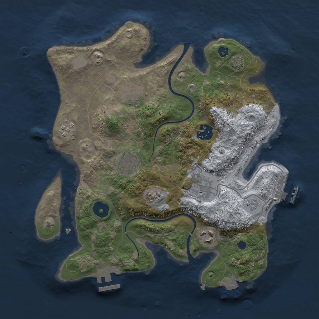 Rust Map: Procedural Map, Size: 3000, Seed: 712893250, 11 Monuments