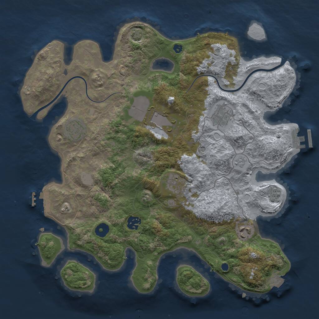 Rust Map: Procedural Map, Size: 3500, Seed: 324238326, 13 Monuments