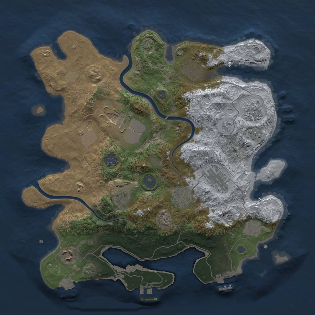 Rust Map: Procedural Map, Size: 3500, Seed: 791047597, 18 Monuments