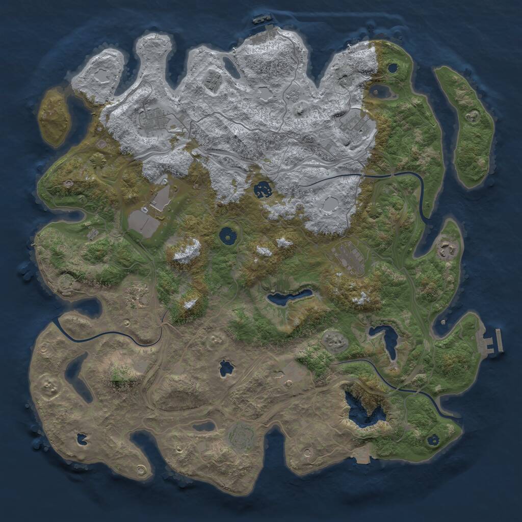 Rust Map: Procedural Map, Size: 4500, Seed: 540483037, 16 Monuments