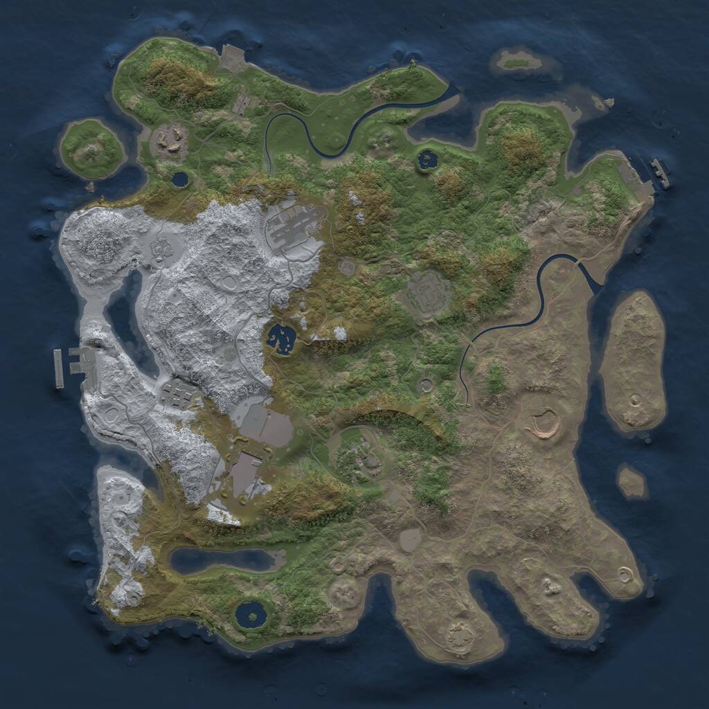 Rust Map: Procedural Map, Size: 3650, Seed: 980204134, 14 Monuments