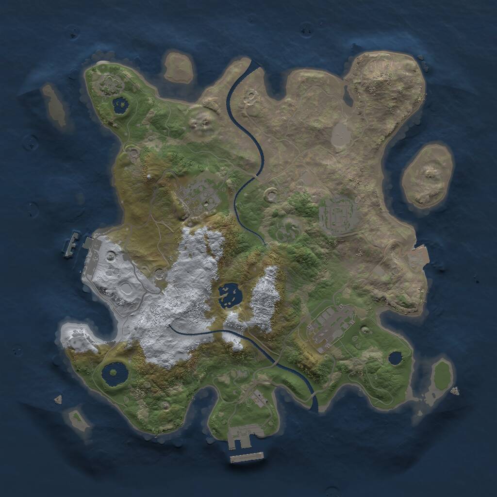 Rust Map: Procedural Map, Size: 3000, Seed: 1942556778, 9 Monuments