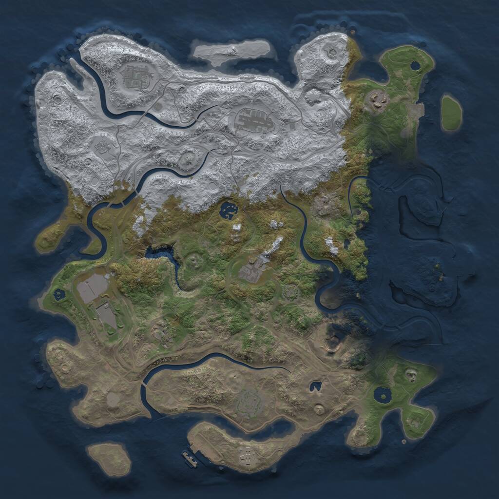 Rust Map: Procedural Map, Size: 4250, Seed: 1184586220, 16 Monuments