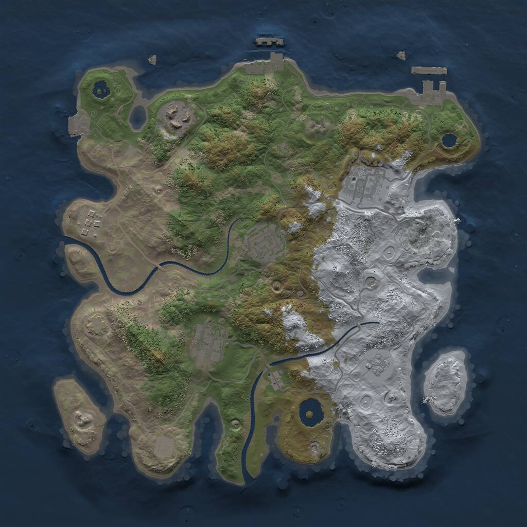 Rust Map: Procedural Map, Size: 3000, Seed: 667366940, 11 Monuments