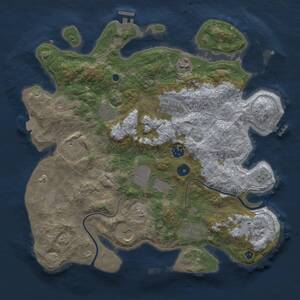 Thumbnail Rust Map: Procedural Map, Size: 3750, Seed: 830005787, 16 Monuments