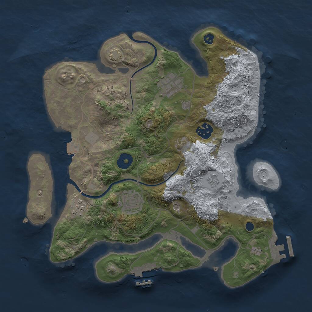 Rust Map: Procedural Map, Size: 3000, Seed: 64678, 10 Monuments