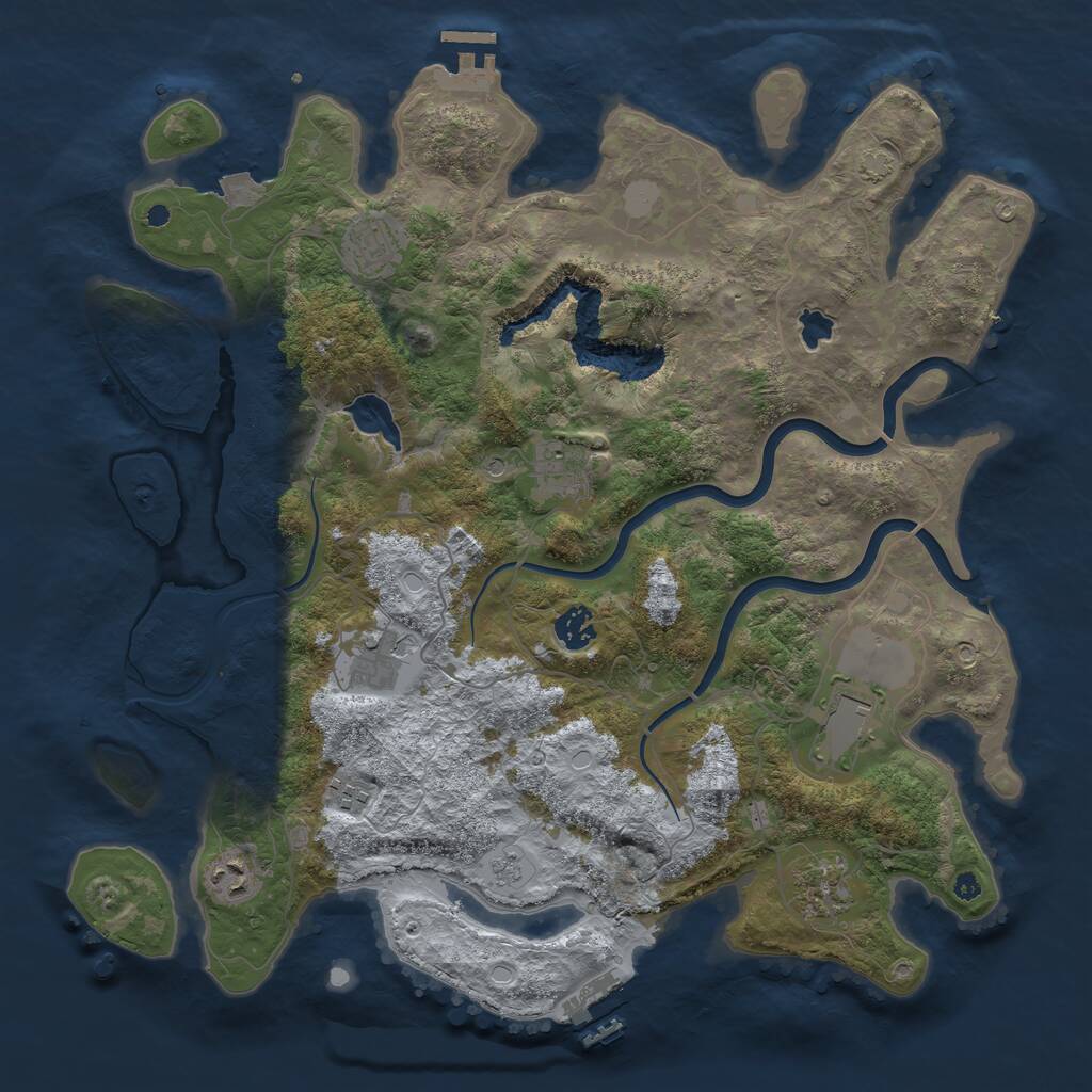 Rust Map: Procedural Map, Size: 4000, Seed: 423733980, 14 Monuments