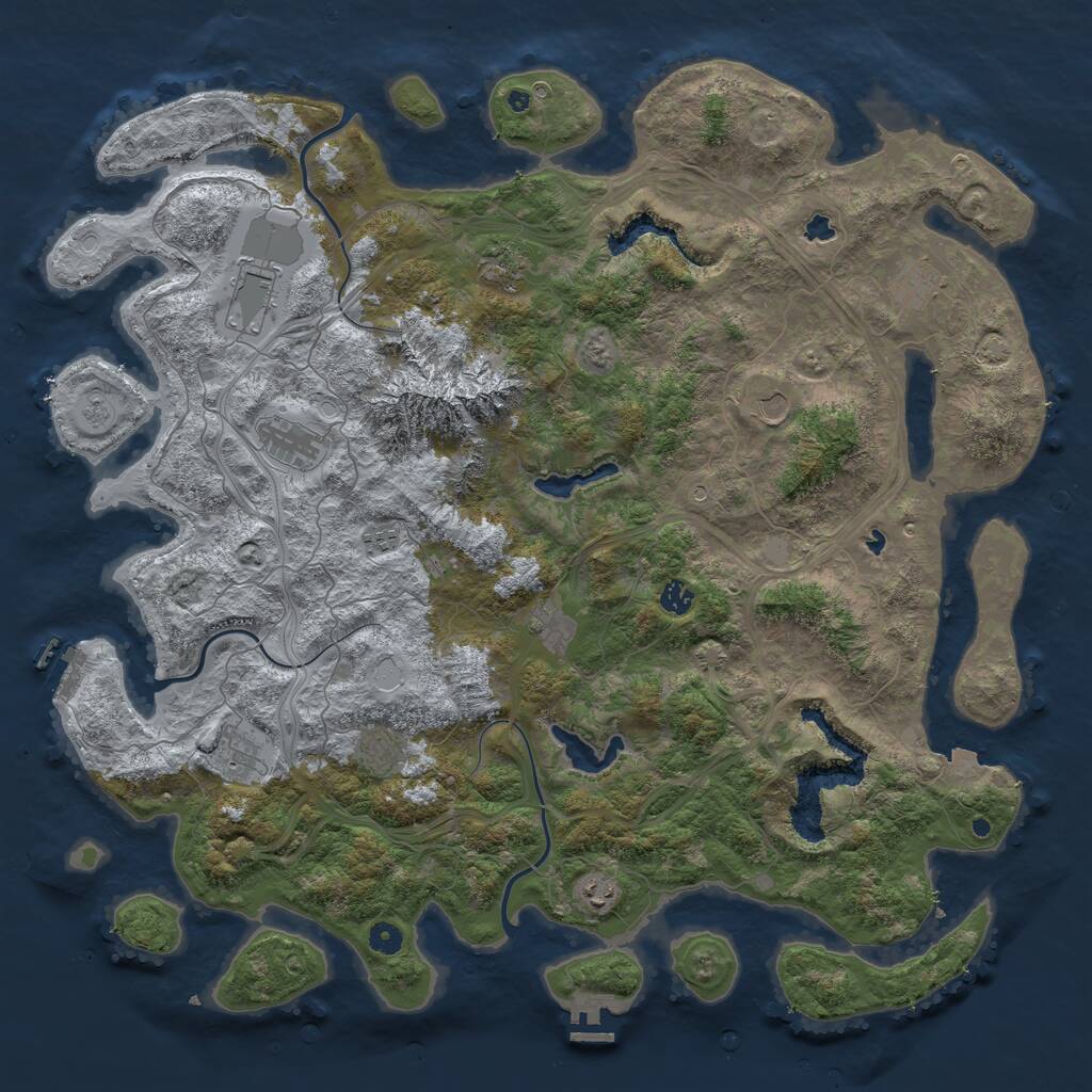Rust Map: Procedural Map, Size: 5000, Seed: 3682, 17 Monuments