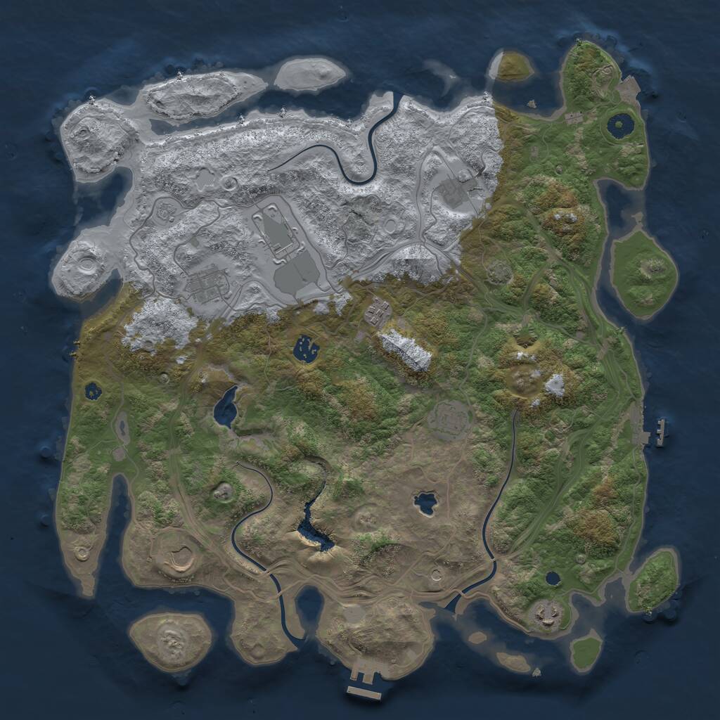 Rust Map: Procedural Map, Size: 4250, Seed: 727709841, 14 Monuments