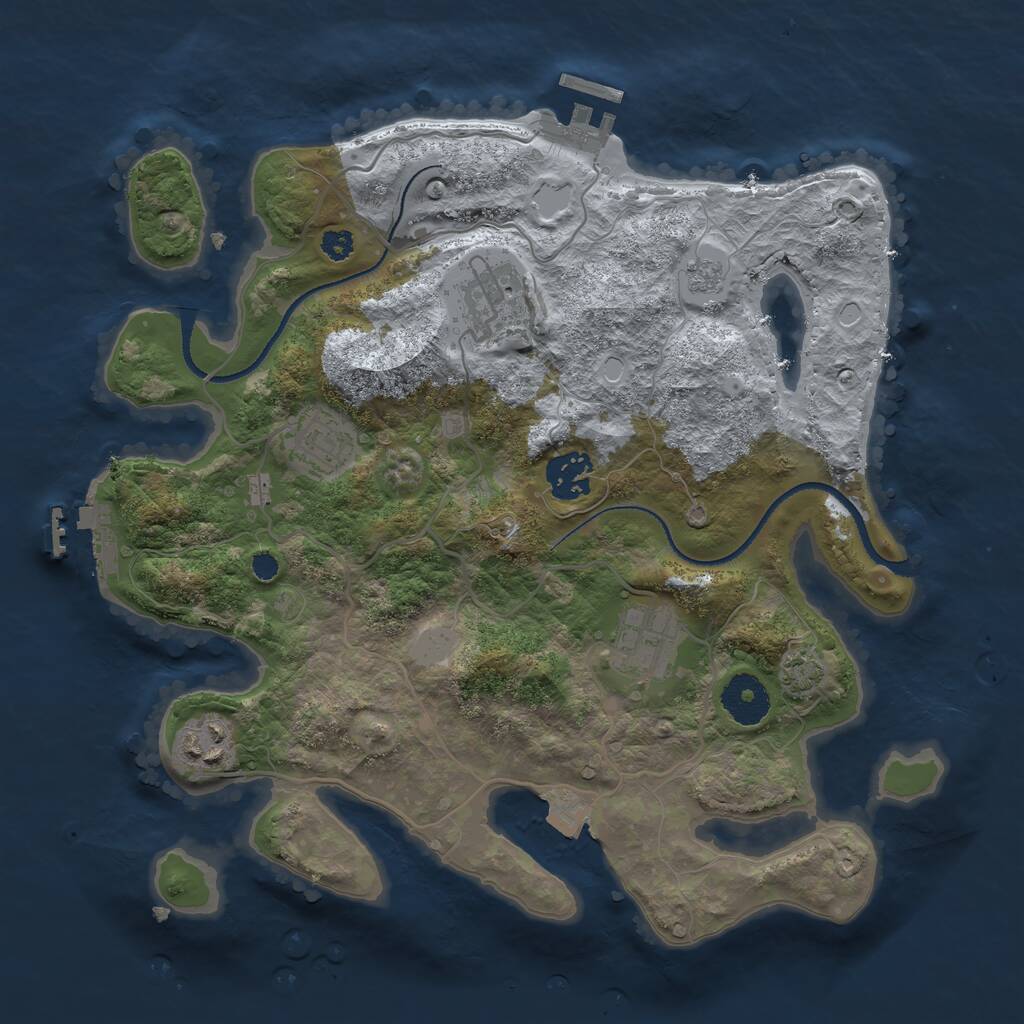 Rust Map: Procedural Map, Size: 3200, Seed: 1335054911, 10 Monuments