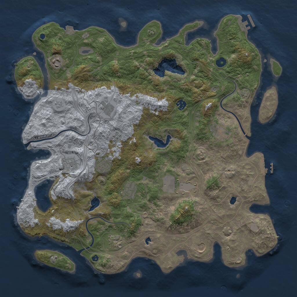 Rust Map: Procedural Map, Size: 4500, Seed: 1780086295, 19 Monuments
