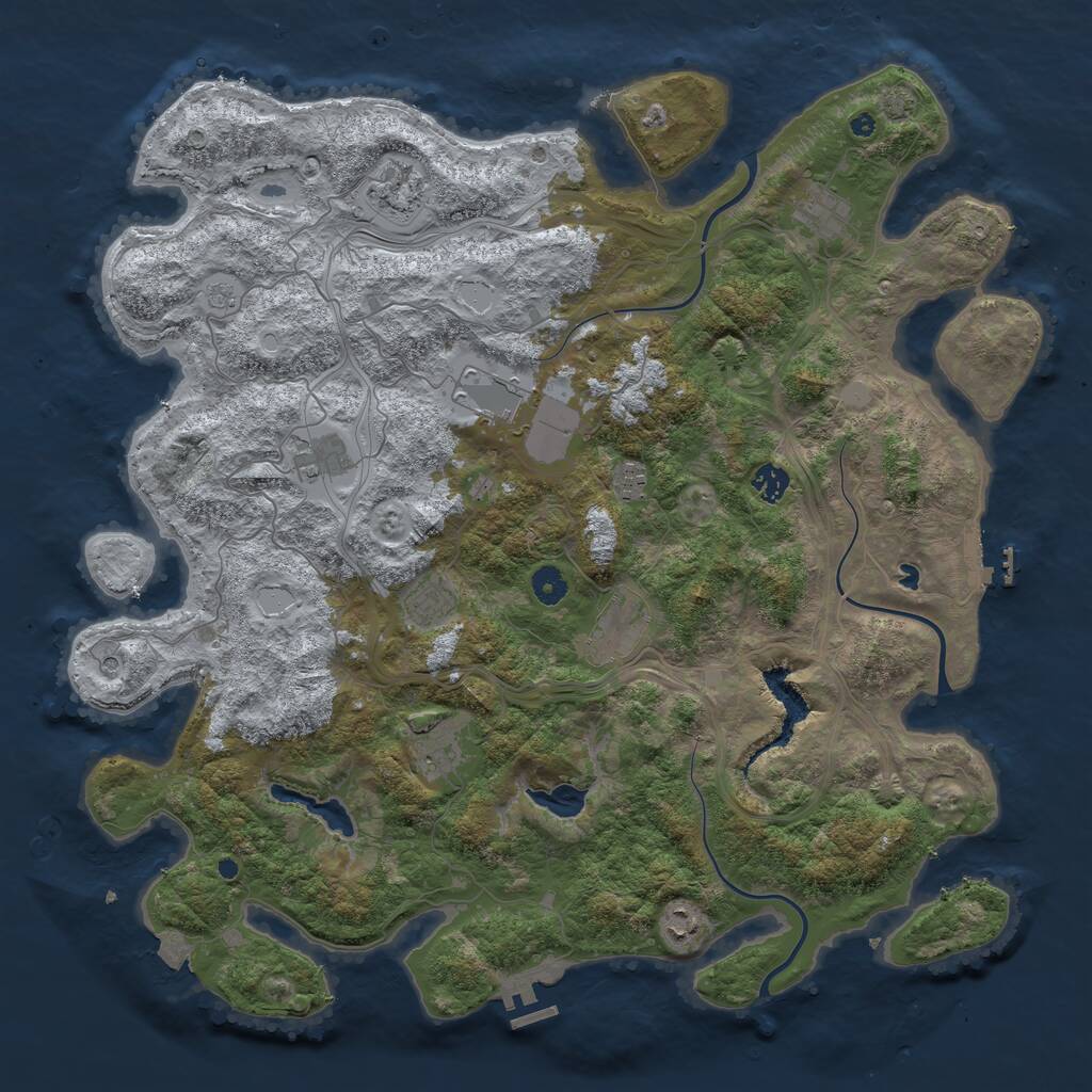 Rust Map: Procedural Map, Size: 4500, Seed: 1021141949, 16 Monuments