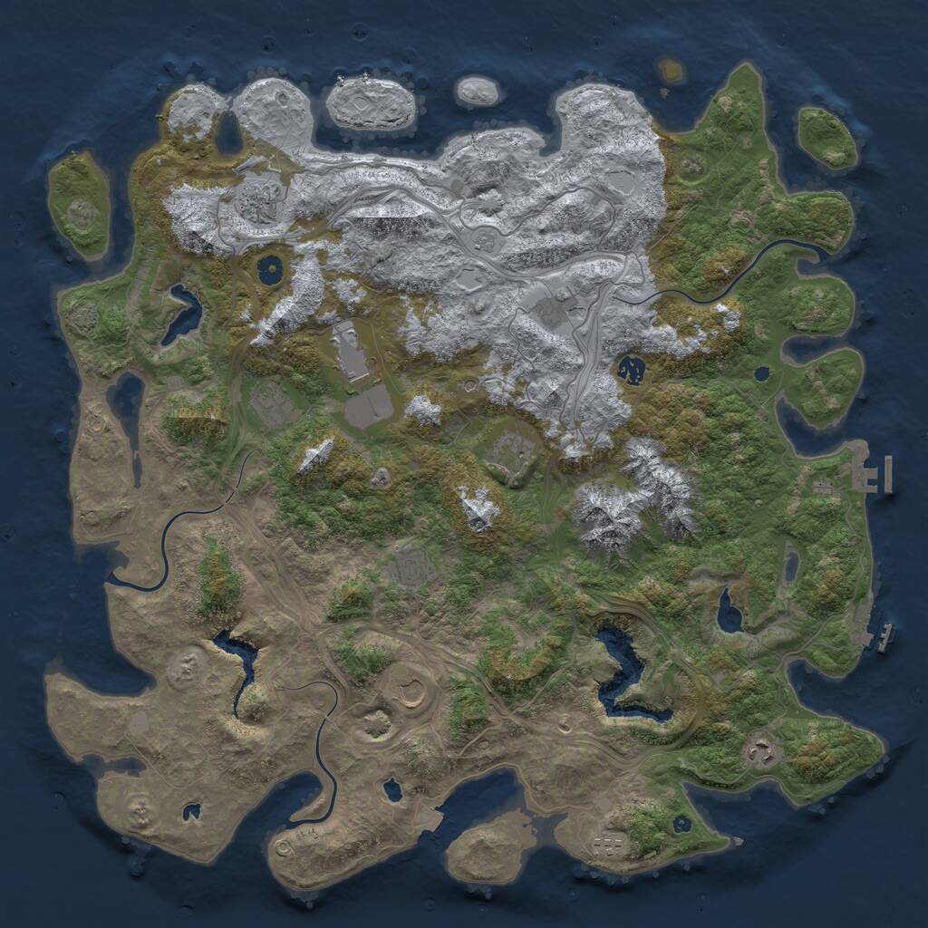 Rust Map: Procedural Map, Size: 5000, Seed: 1618, 16 Monuments