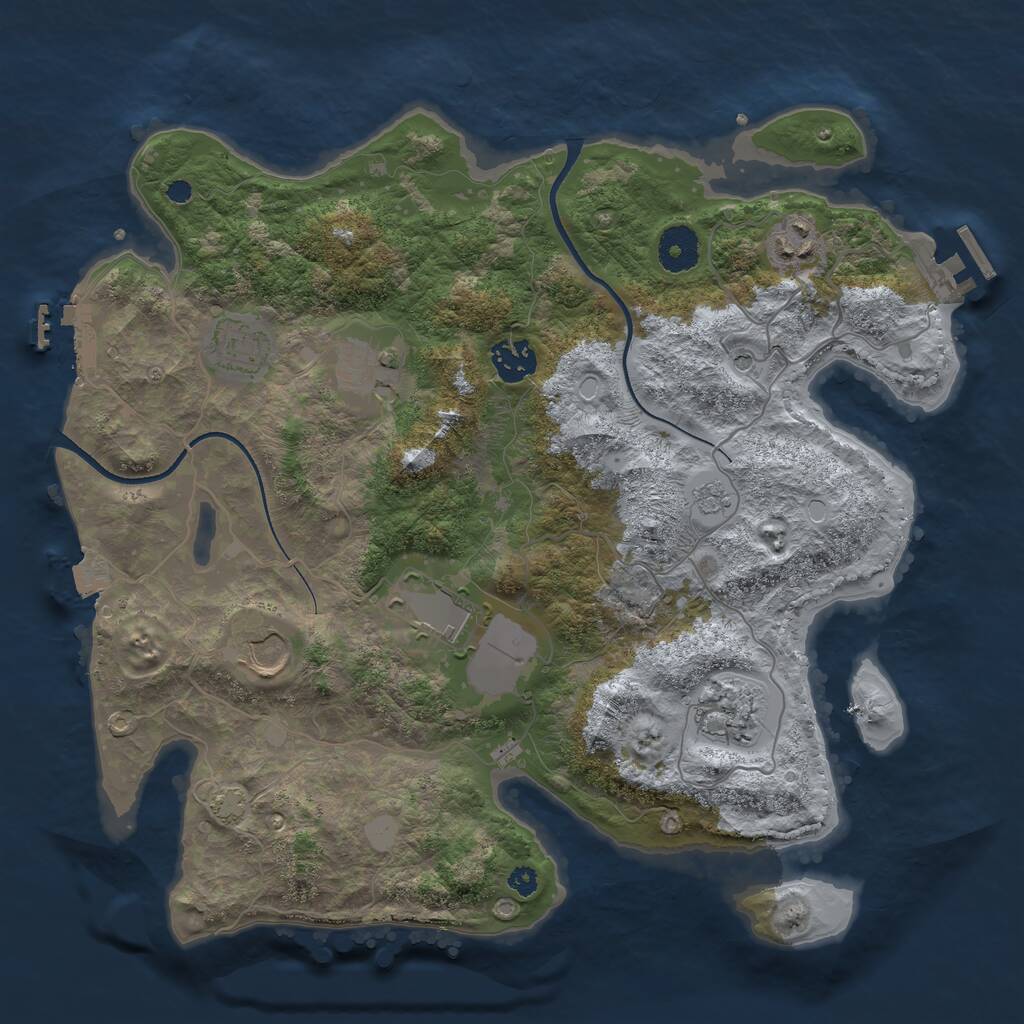 Rust Map: Procedural Map, Size: 3500, Seed: 294714536, 13 Monuments