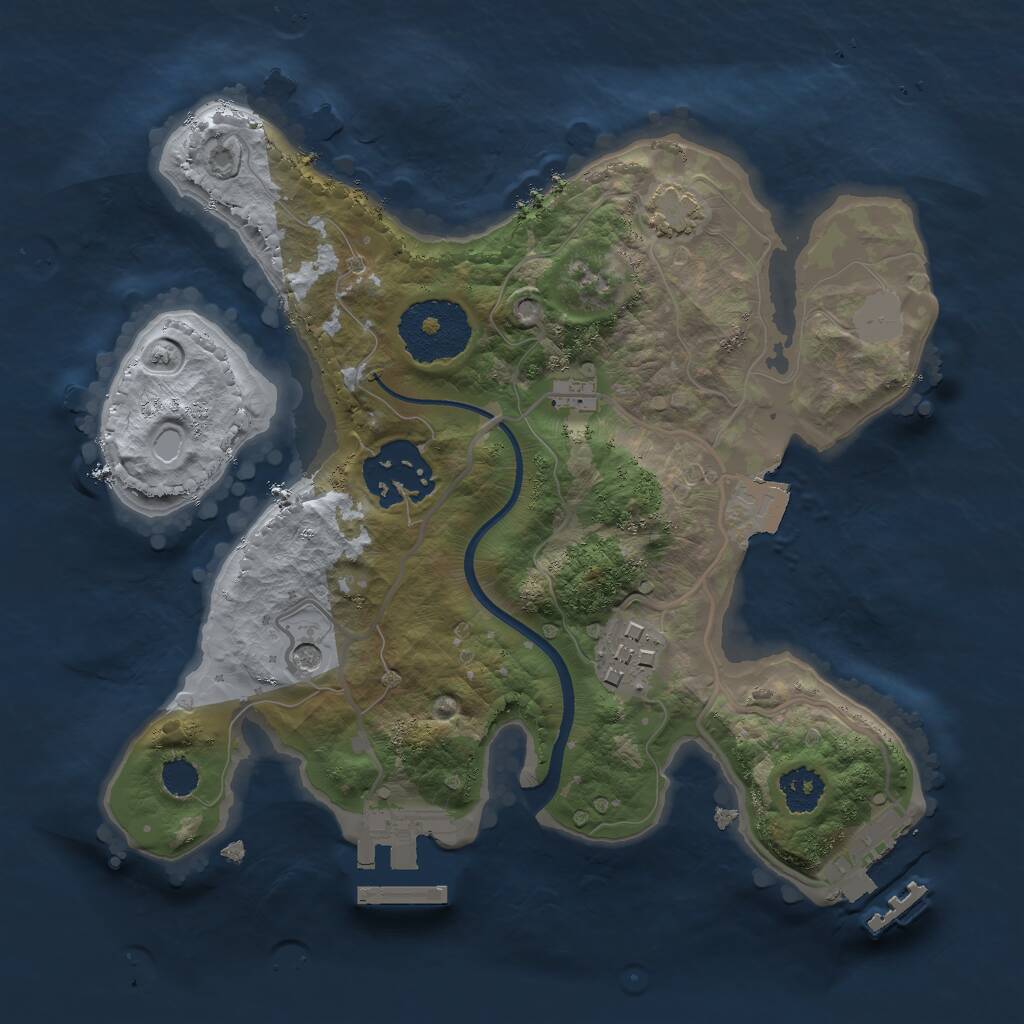 Rust Map: Procedural Map, Size: 2300, Seed: 734870581, 7 Monuments