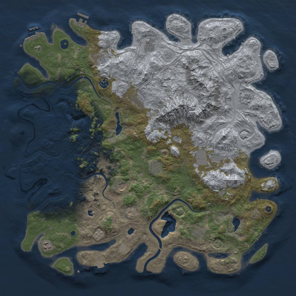 Rust Map: Procedural Map, Size: 5000, Seed: 1045751668, 17 Monuments